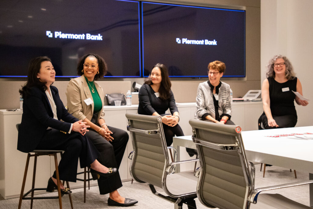 A panel for Douglass Residential College and Institute of Women’s Leadership, women leaders from Rutger’s alumni including Wendy Cai-Lee, Founder and CEO of Piermont Bank, Princess Belton, M.A., Director of Operations for Women of Color in the Arts, and Kristy Clementina Perez, Ed.D. Director of Percy E. Sutton SEEK Program at Baruch College. The moderator, Meghan Rehbein, Ed.D, Dean of Douglass Residential College, and Dr. Rebecca Mark helped contextualize the discussion as a intergenerational challenge.